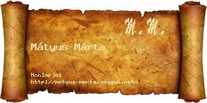 Mátyus Márta névjegykártya